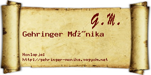 Gehringer Mónika névjegykártya